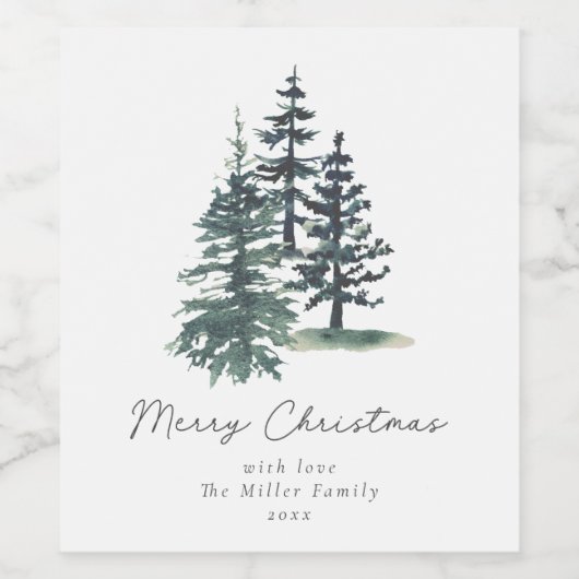 Einfache Elegante Weihnachtsbaum | Kiefernbaum Weinetikett (Einzelnes Label)