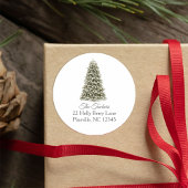 Einfache Elegante Weihnachtsbaum-Rücksendeadresse Runder Aufkleber