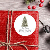 Einfache Elegante Weihnachtsbaum-Rücksendeadresse Runder Aufkleber