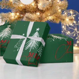 Einfache Elegante Weihnachtsbaume | Grün Geschenkpapier