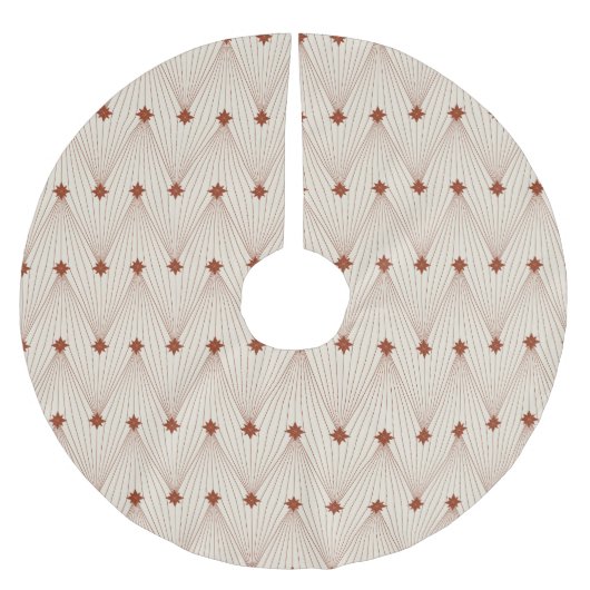 Einfache, elegante Weihnachtsbaume in Beige und Ro Polyester Weihnachtsbaumdecke (Vorderseite)