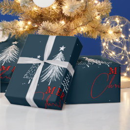 Einfache Elegante Weihnachtsbaume | Navy Blue Geschenkpapier