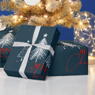 Einfache Elegante Weihnachtsbaume | Navy Blue Geschenkpapier