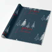 Einfache Elegante Weihnachtsbaume | Navy Blue Geschenkpapier (Ungerollt)