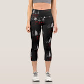 Einfache Elegante Weihnachtsbaume | Schwarz Capri Leggings (Vorderseite)