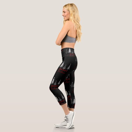 Einfache Elegante Weihnachtsbaume | Schwarz Capri Leggings (Links)