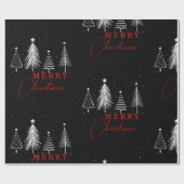 Einfache Elegante Weihnachtsbaume | Schwarz Geschenkpapier (Flach)