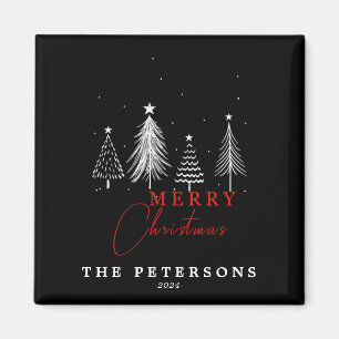 Einfache Elegante Weihnachtsbaume Schwarz Magnet