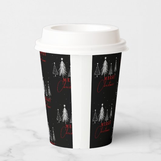Einfache Elegante Weihnachtsbaume | Schwarz Pappbecher (Rechts)