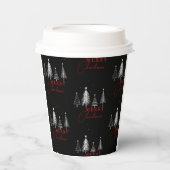 Einfache Elegante Weihnachtsbaume | Schwarz Pappbecher (Vorderseite)