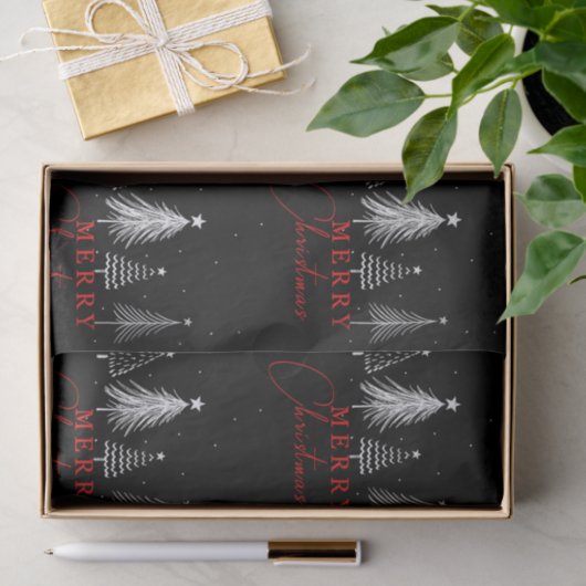Einfache Elegante Weihnachtsbaume | Schwarz Seidenpapier (Geschenk)
