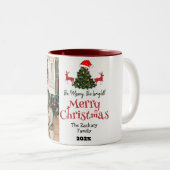 Einfache Elegante Weihnachtsfamilie Foto Collage Zweifarbige Tasse (VorderseiteRechts)