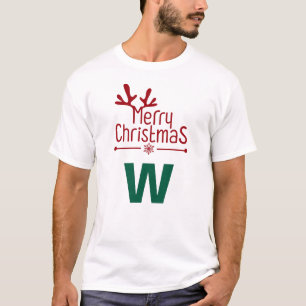 Einfache Elegante Weihnachtsfamilie Mit Monogramm  T-Shirt