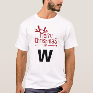 Einfache Elegante Weihnachtsfamilie Mit Monogramm T-Shirt