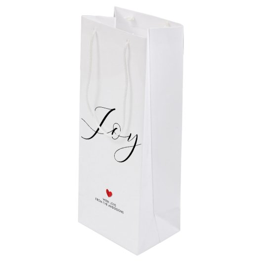 Einfache Elegante Weihnachtsfeier und Liebe Geschenktüte Für Weinflaschen (Vorderseite Schrägansicht)