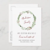 Einfache Elegante Weihnachtskalligraphie Ankündigungspostkarte (Vorne/Hinten)