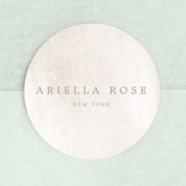 Einfache, elegante, weiß gebürstete Marmorplatte B Runder Aufkleber