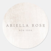 Einfache, elegante, weiß gebürstete Marmorplatte B Runder Aufkleber (Vorderseite)