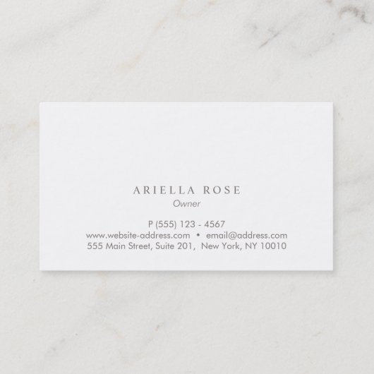 Einfache, elegante, weiß gebürstete Marmorplatte B Visitenkarte (Rückseite)