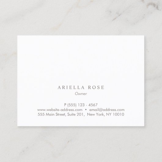 Einfache, elegante, weiß gebürstete Marmorplatte B Visitenkarte (Rückseite)