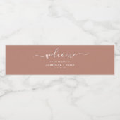 Einfache, elegante Weiß- und Rose-Gold Hochzeit Wa Wasserflaschenetikett (Einzelnes Label)