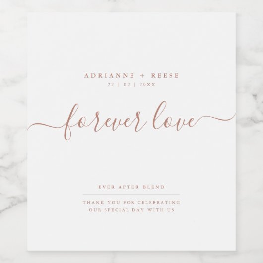 Einfache Elegante Weiß und Rose Weinetikett (Einzelnes Label)