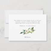 Einfache Elegante Weiße Blütenfamilie Tod Vielen D Dankeskarte (Rückseite)