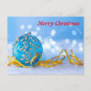 Einfache Elegante Weiße Dekoration Roter Ball Froh Feiertagspostkarte