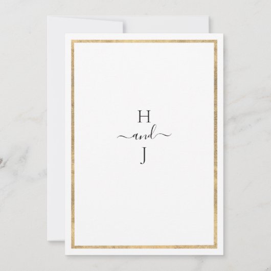 Einfache, elegante, weiße goldene Hochzeit Einladung (Rückseite)