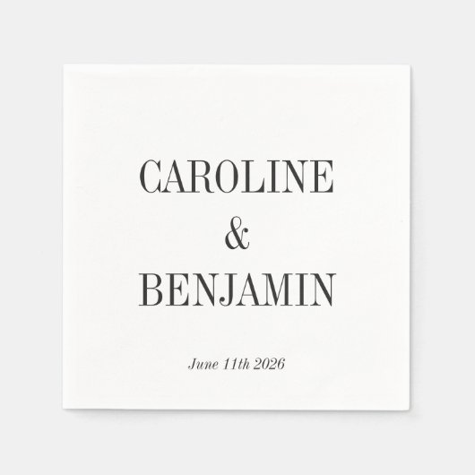 Einfache, elegante, weiße Hintergrundhochzeit Serviette (Vorderseite)