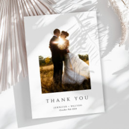 Einfache, elegante weiße Hochzeit Dankeskarte