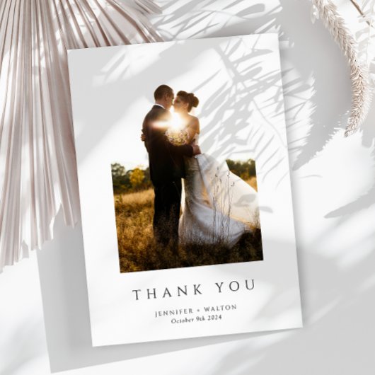 Einfache, elegante weiße Hochzeit Dankeskarte