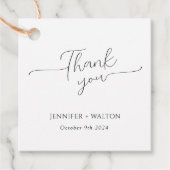 Einfache, elegante weiße Hochzeit Geschenkanhänger (Vorderseite)