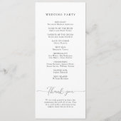 Einfache, elegante weiße Hochzeit Programm (Rückseite)