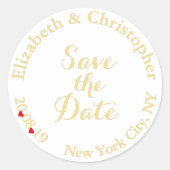 Einfache, elegante, weiße Hochzeit retten das Datu Runder Aufkleber (Vorderseite)