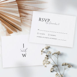 Einfache, elegante weiße Hochzeit RSVP Karte