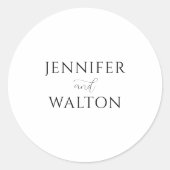 Einfache, elegante weiße Hochzeit Runder Aufkleber (Vorderseite)