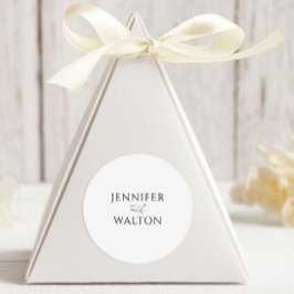 Einfache, elegante weiße Hochzeit Runder Aufkleber