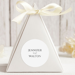 Einfache, elegante weiße Hochzeit Runder Aufkleber