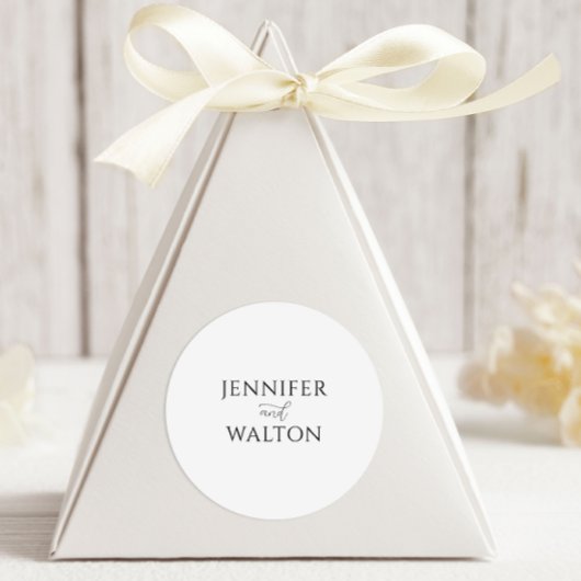 Einfache, elegante weiße Hochzeit Runder Aufkleber