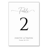 Einfache, elegante weiße Hochzeit Tischnummer (Vorderseite)