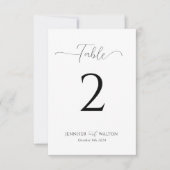 Einfache elegante weiße Hochzeitstischnummer (Vorderseite)