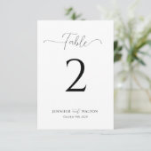 Einfache elegante weiße Hochzeitstischnummer (Stehend Vorderseite)