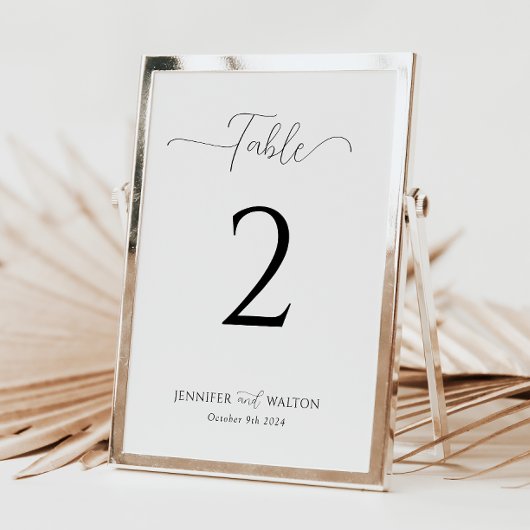 Einfache elegante weiße Hochzeitstischnummer
