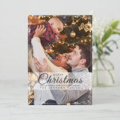 Einfache Elegante Weiße Rahmen Foto Weihnachten (Stehend Vorderseite)