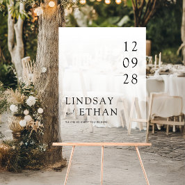 Einfache elegante weiße transparente Hochzeit Acrylschild