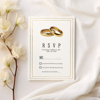 Einfache elegante weiße und goldene Ringe RSVP