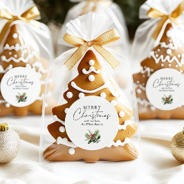 Einfache elegante weiße Weihnachtsgrün Runder Aufkleber