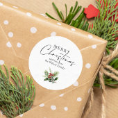 Einfache elegante weiße Weihnachtsgrün Runder Aufkleber