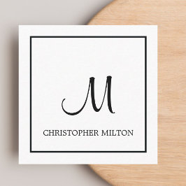 Einfache elegante White Black Monogram Attorney Quadratische Visitenkarte